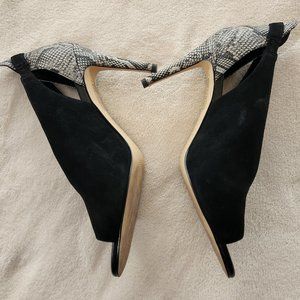 Black heels with python print